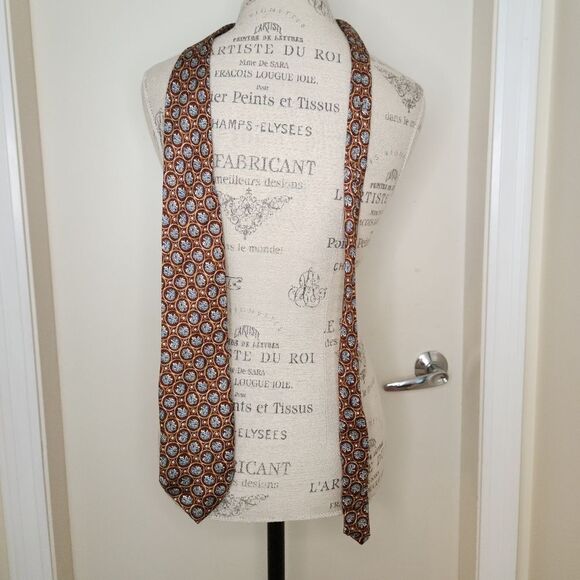 Vintage Silk Tie Brown & Blue - Picture 2 of 6